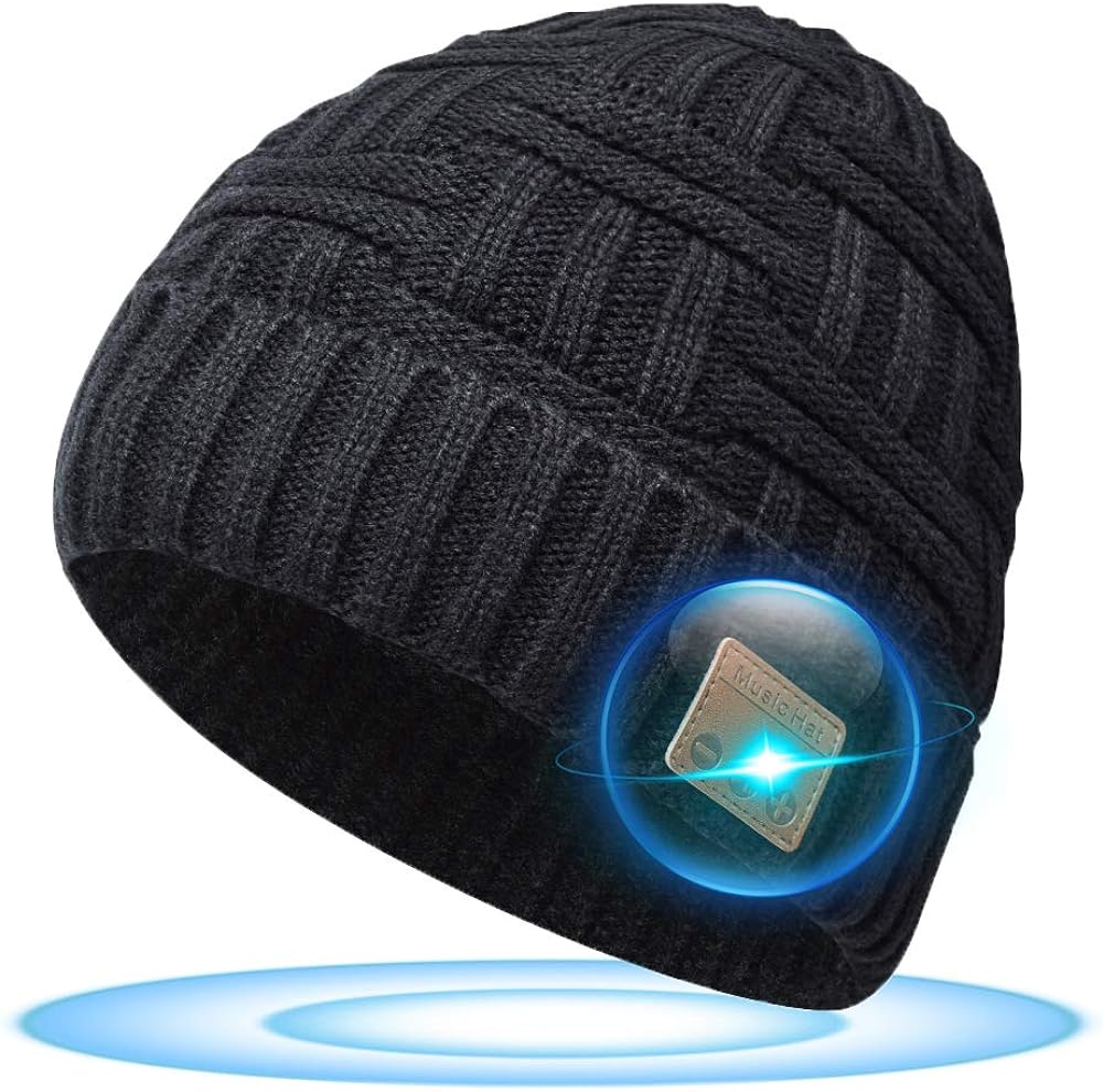 Stocking Fillers Bluetooth Beanie Hat - Women Mens Gifts Christmas Eve Box Fillers, Xmas Gifts Music Hat with Stereo Speakers & Mic Unique Tech Secret Santa Gifts for Men Mom Her Teens Boys Girls