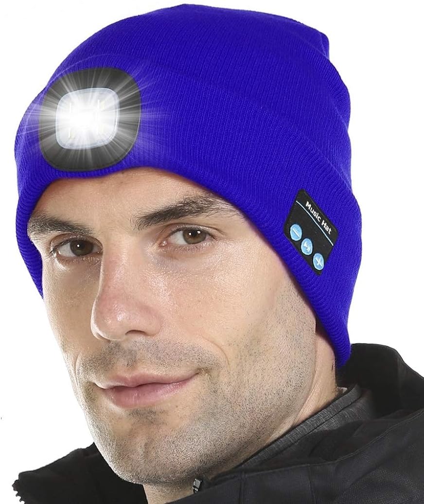 Attikee Bluetooth Hat Beanie with Headphones, Winter Knitted Music Cap with Stereo Speakers & Mic, Unisex Torch Hat for Men Women Teens