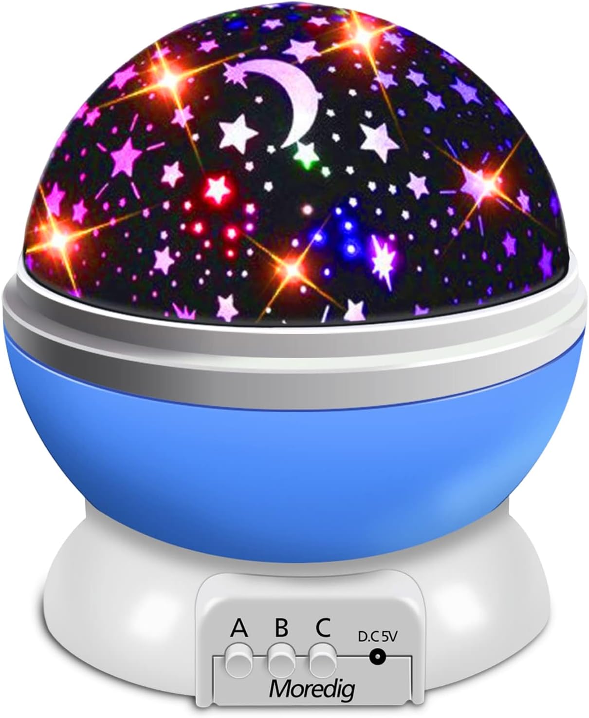 Moredig Baby Star Projector Night Light Kids, Rotating Baby Night Light Projector for Kids with 8 Lighting Modes, Kids Night Light for Bedroom Baby Boy Gifts - Blue