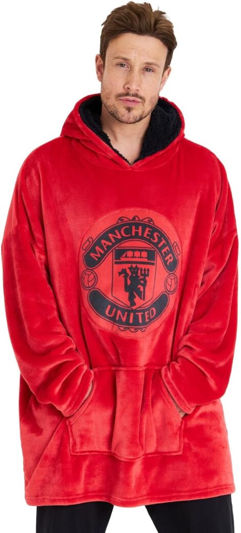 Man Utd Men’s Oversized Hoodie Blanket – Perfect Football Gift for MUFC Fans