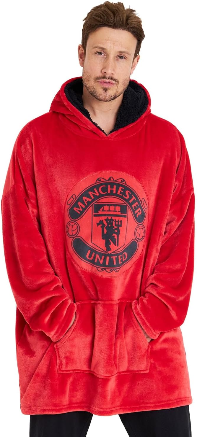 Manchester United F.C. Oversized Hoodie Blanket For Men, Man U Football Gifts