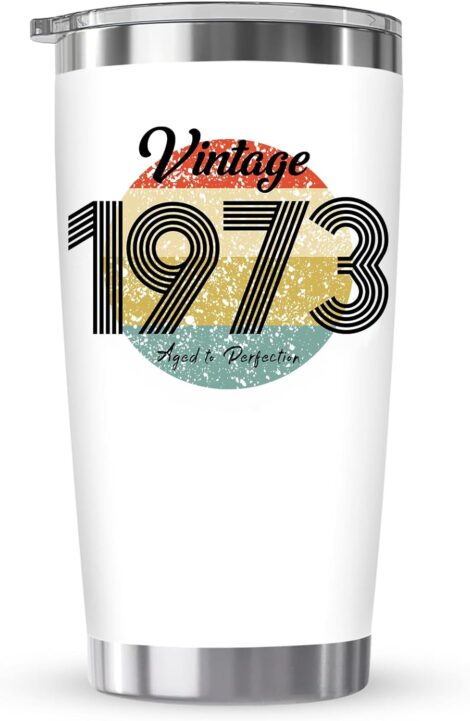 Anforsun 50th Birthday Gift – Happy 50th Birthday Cup, Perfect 1973 Birthday Gift for Men & Women.