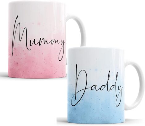 Parent Watercolour Mugs: Ideal Gift Set for New Mums and Dads.