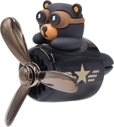 Customizable Bear Pilot Air Freshener for Car Vent (Dark)