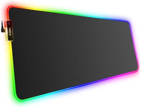 Black XXXL Extended LED Mousepad with Non-Slip Base, Thick and Large Gaming Mouse Mat.