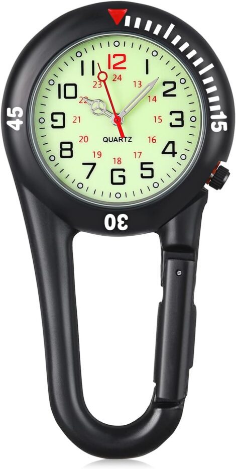 Yaomiao Glow Face Clip-On Watch: Sleek FOB Pocket Timepiece for Medical Professionals.