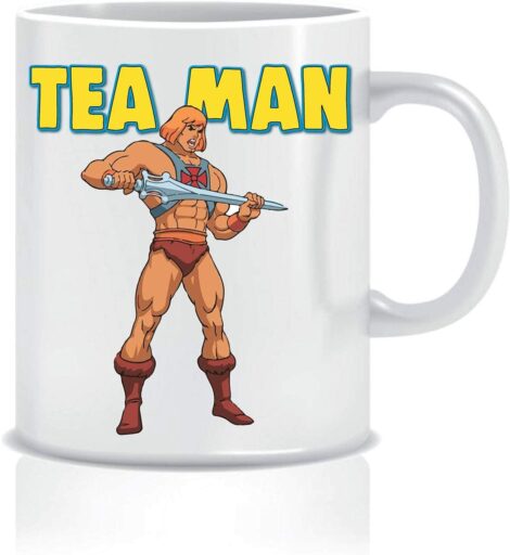 Funny He Man parody ceramic novelty tea mug gift.