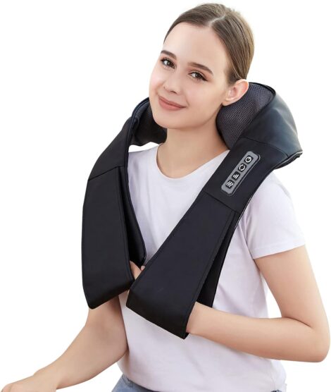 LAOBEN 3-in-1 Neck Shoulder Back Massager: Heat & Knead, Soothes Muscles, Multi-Scene Use, Durable, Easy.