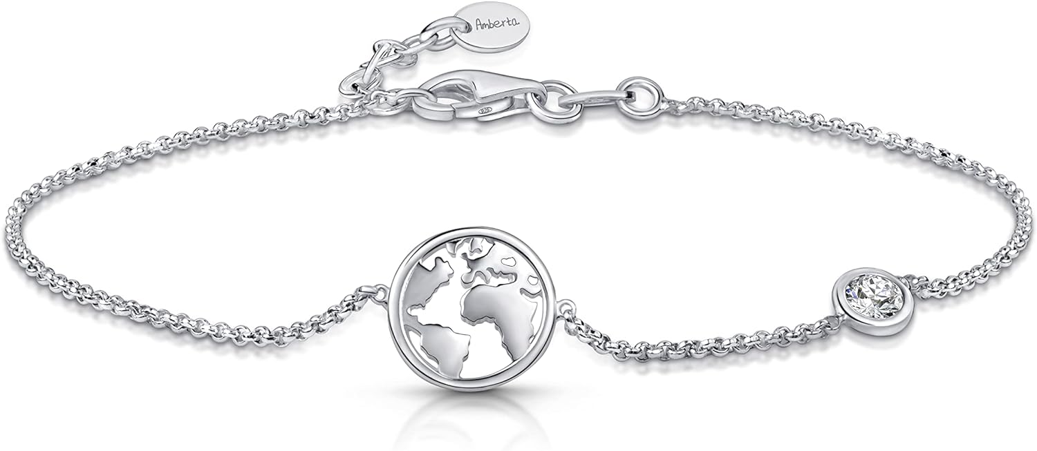 Amberta Women 925 Sterling Silver Travel Bracelet