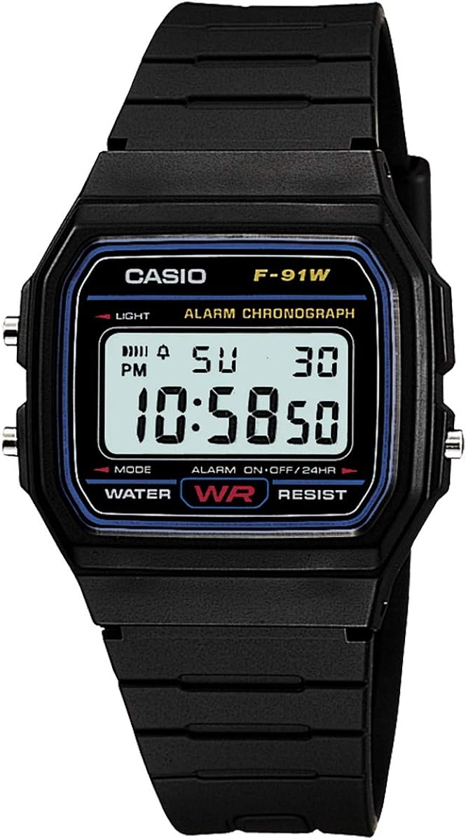 CASIO STANDARD DIGITAL WATCH WITH LED-LIGHT F-91W-1JF