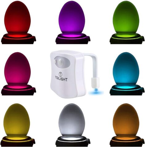 Fun Motion Sensor Toilet Night Light. Hilarious Bathroom Gadget for Men. Ideal Gifts for Dad, Christmas, Birthdays.