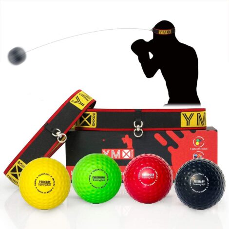 YMX BOXING Reflex Ball Set – 4 React Balls, 2 Headbands. Train reflex, timing, accuracy, focus, coordination in boxing, MMA, Krav Mega.