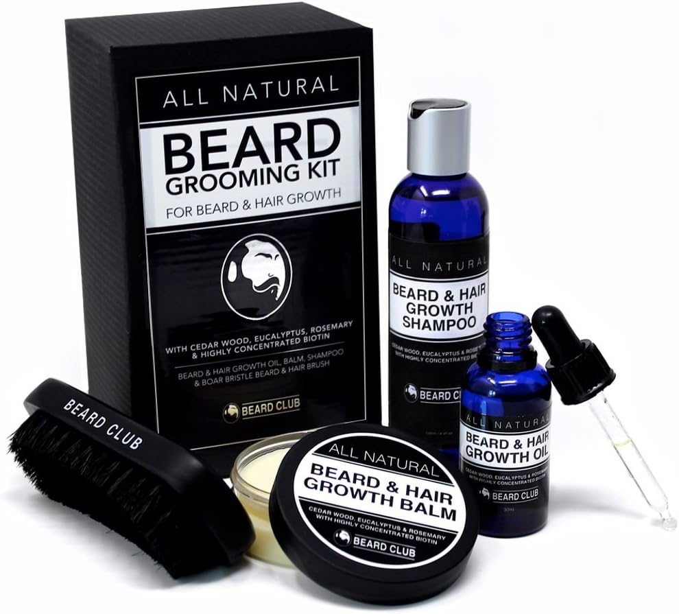 Beard Club - Beard Grooming Kit for Men - Beard Growth Kit - Includes Beard Balm, Beard Shampoo, Beard Comb - Mens Grooming Kit - Grooming Kit for Men - Beard Kit - Excellent Gift Sets for Men