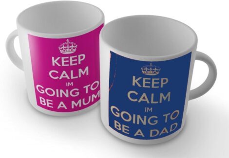 Set of Two Mug Cup: Stay Calm, I’m Becoming a Dad/Mum