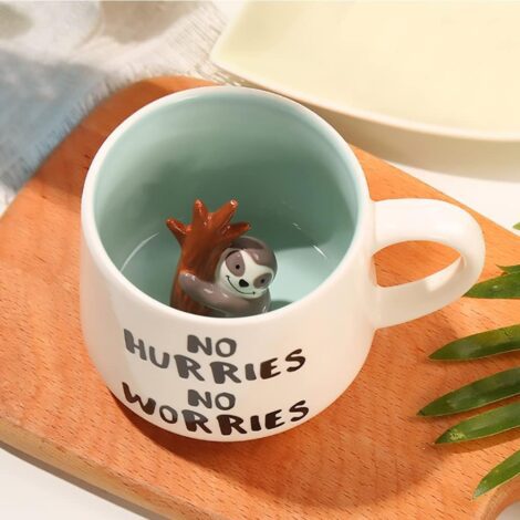 12oz 3D Sloth Coffee Mug, Funny Handmade Animal Cartoon Cup, Xmas Birthday Gifts for Friends.