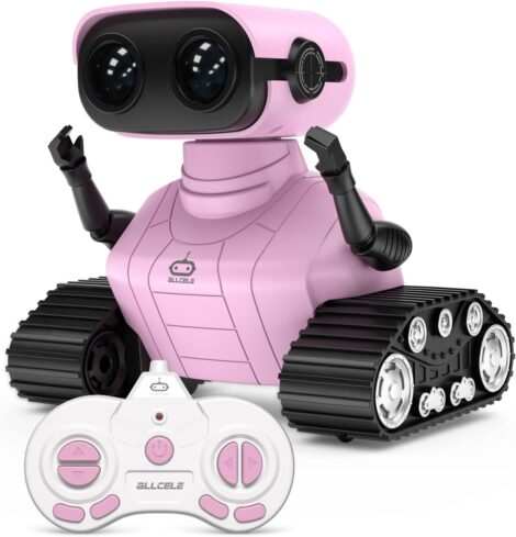 ALLCELE Robot Toys – Rechargeable Remote Control Toy for Kids, Pink, Age 3+