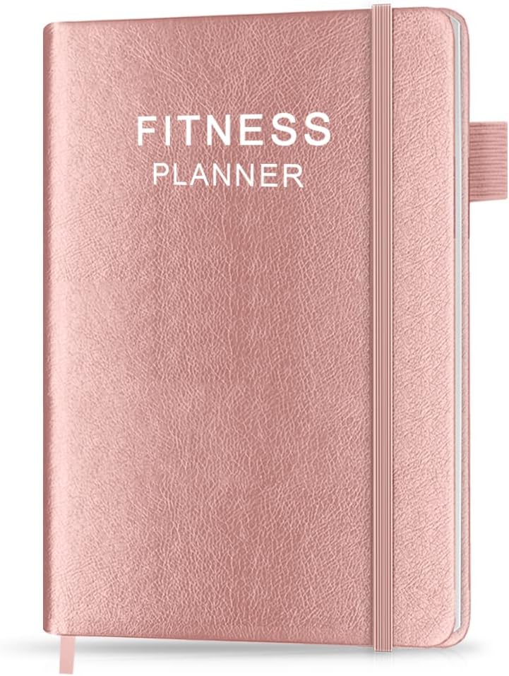 Fitness Planner,Workout Planner for Woman and Man, Fitness Planner for Women & Men,A5 Hardcover Workout Journal/Planner to Track Weight Loss, GYM,Daily Health & Wellness Tracker, Rose