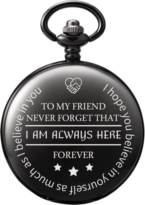 Engraved Pocket Watch “My Friend” – Customizable Gift for Best Friend, Men, Women – Birthday, Wedding, Graduation, Christmas
