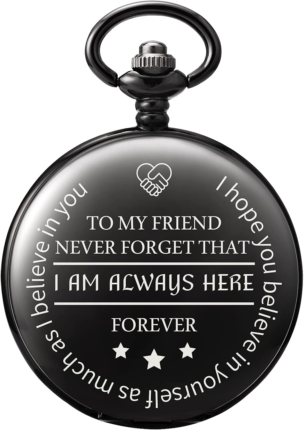 TREEWETO to My Friend Engraved Pocket Watch with Chain Custom Gift for Best Friend Men Women Birthday Wedding Graduation Christmas