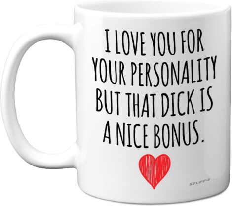 Stuff4 Anniversary Mugs for Him – Bold “I Love You D**k” Design – Hilarious Gift for Boyfriend, Husband, or Partner.