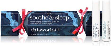 Travel-size sleep and stress relief kit with pillow spray and mood manager infused with essential oils.