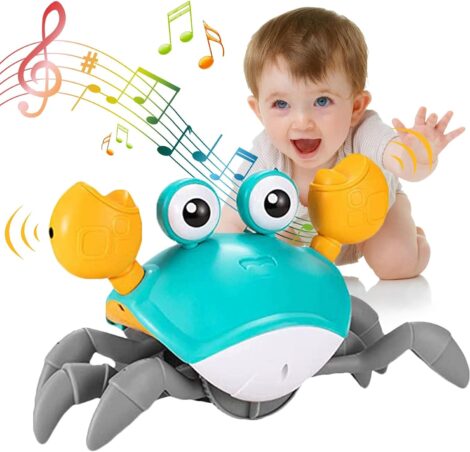 Crab Baby Toy: Sensory Toy for 1-7 Year Olds with LED Light, Music, and Obstacle Avoidance.