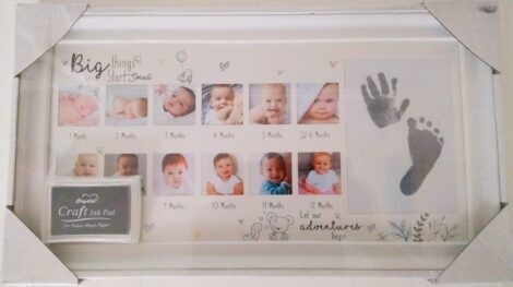 YOL Baby Photo Frame: 13 Openings for Hand and Footprints, First Year Memories, Perfect Baby Gift