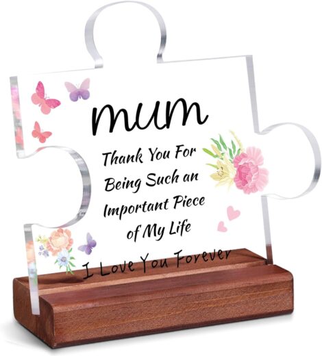 Acrylic Mum Plaque: Puzzle-Shaped Gifts for Mother’s Day, Christmas, Birthdays, or From Daughter/Son. Mum Presents!