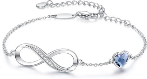 Louisa Infinity Bracelets: Adjustable, Sterling Silver Jewelry for Women, Perfect Gift for Birthday or Mother’s Day