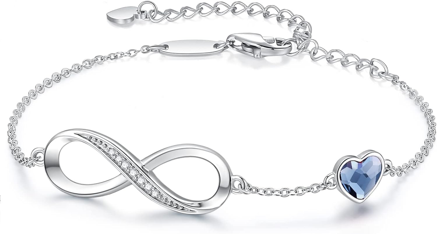 Louisa Secret Infinity Bracelets for Womens, Sterling Silver 925 Bracelet Adjustable Women Bracelet, Infinity Love Heart Ladies Bracelets, Silver Bracelet Jewellery Gifs for Women Birthday Mothers Day