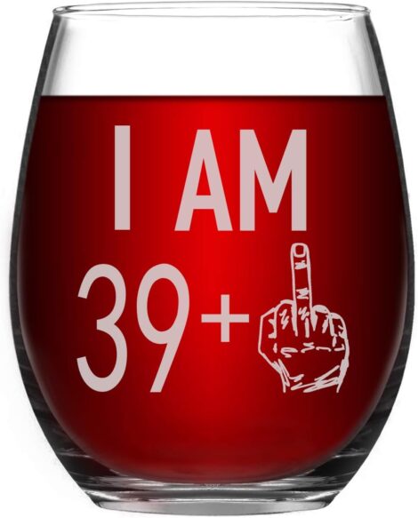 Livole 40th Birthday Wine Glass: Funny Unbreakable Stemless Tumbler for Turning 40 Celebration.