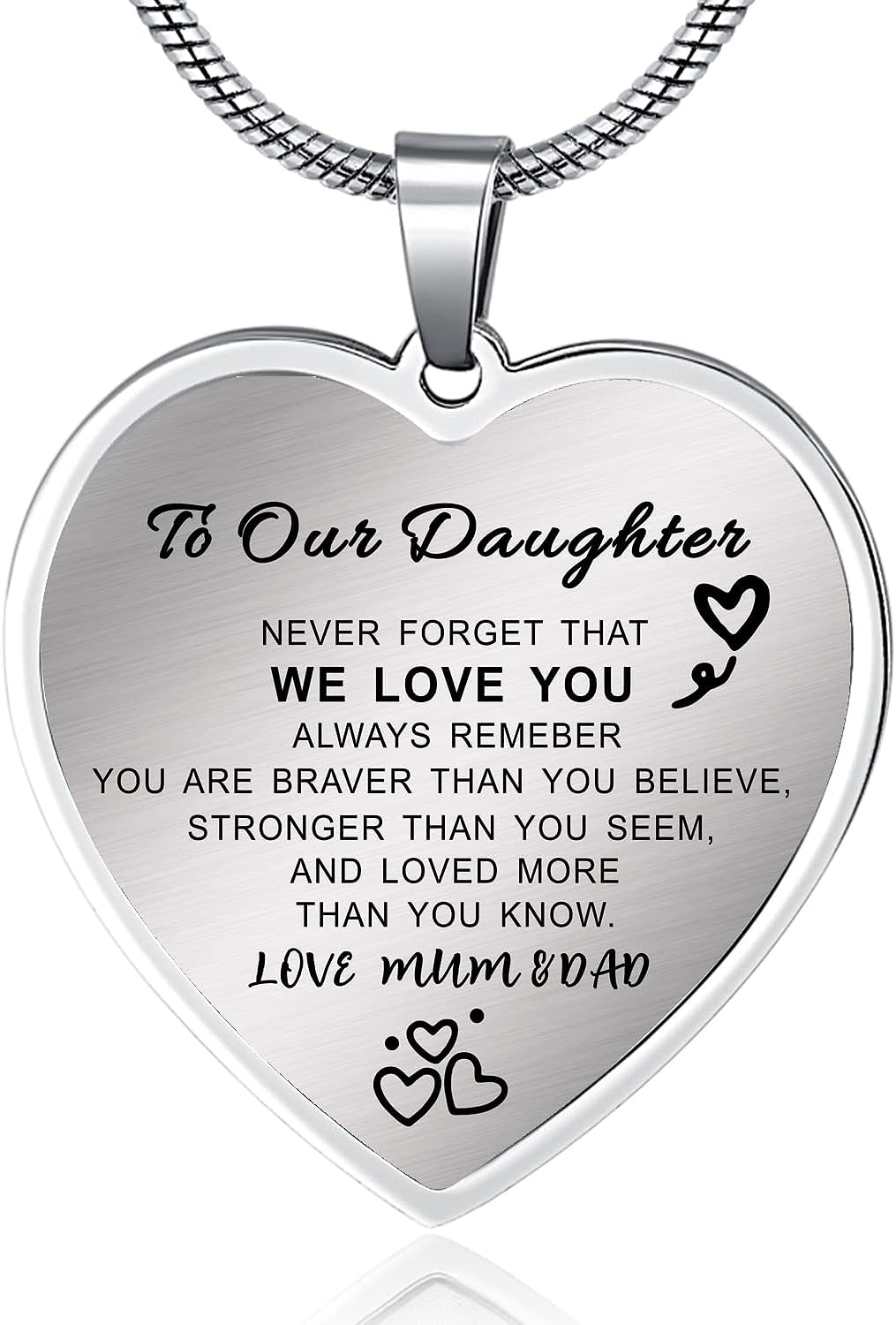 YOTHIWAD Daughter Necklace From Mum Dad, To My Daughter Necklace,Inspiration Heart Pendant Necklace Birthday Graduation Gifts from Mum Dad