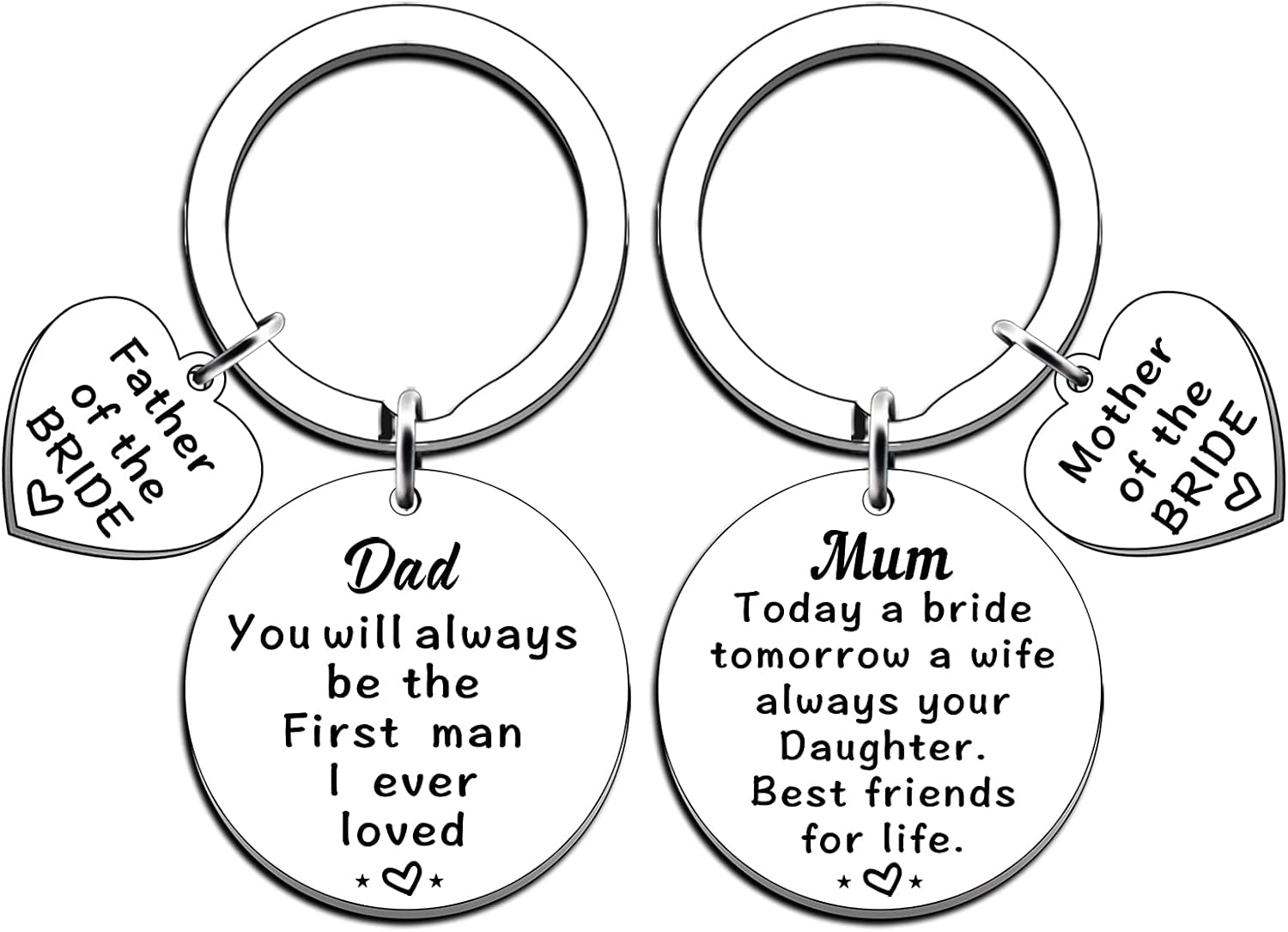 TTOVEN Wedding Gifts for Mother, Father of The Bride Keyring Set for Wedding Day