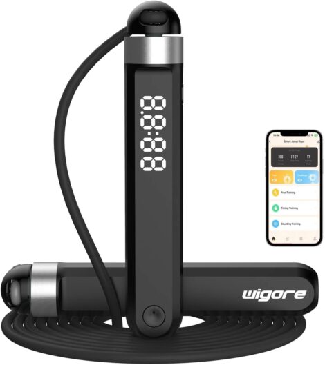 Smart Jump Rope by wigore: Rechargeable with HD LED Display for Fitness – Ideal Fitness Gift.