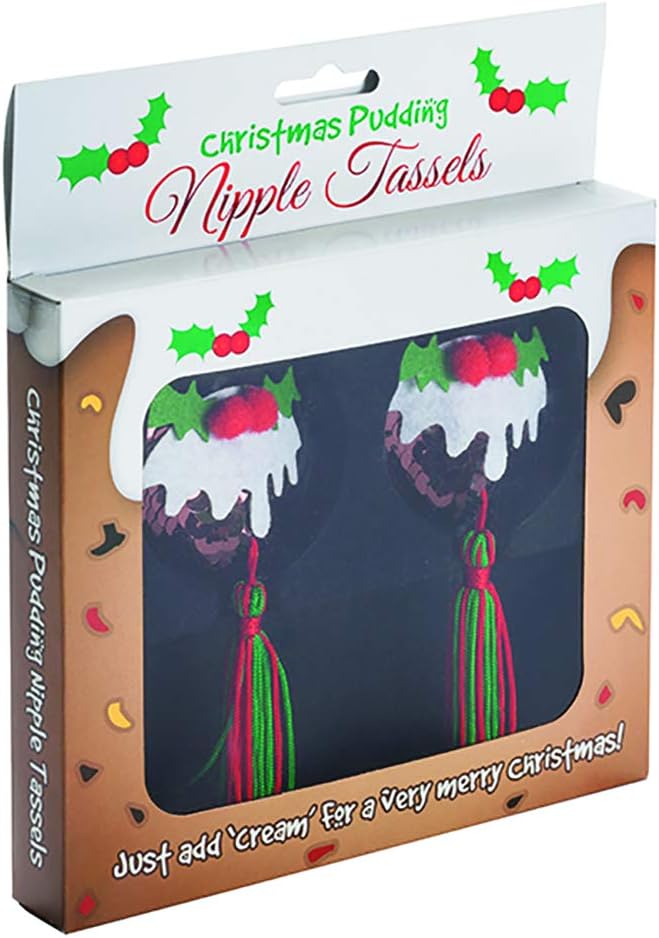 Diabolical Gifts DP0644 Christmas Pudding Nipple Tassels Funny Sexy Secret Santa Gift, Multicoloured, 20.3 x 17.6 x 2.6 Centimeters