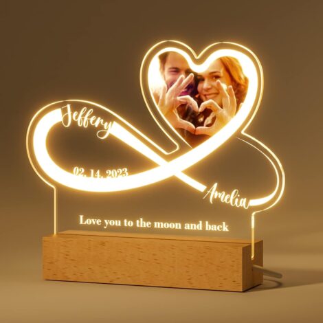 Custom LED Night Light with Personalized 3D Illusion Picture for Valentine’s Day, Anniversary, Birthday and Wedding Gifts.