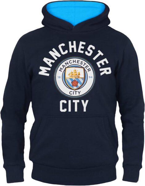 Official Manchester City Football Gift Hoody for Boys – Fleece Graphic Kids.