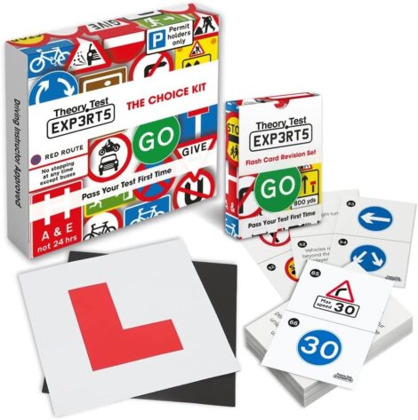 Theory Test Experts Choice Kit – Road Signs Flash Cards 2022 UK + Magnetic L Plates – Approved Instructor – Gifts For Teenage Drivers.