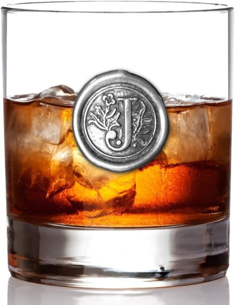 Personalized English Pewter Co. 11oz Whisky Tumbler w/ Monogram Initial – Personalized Gift (J) [MON110]