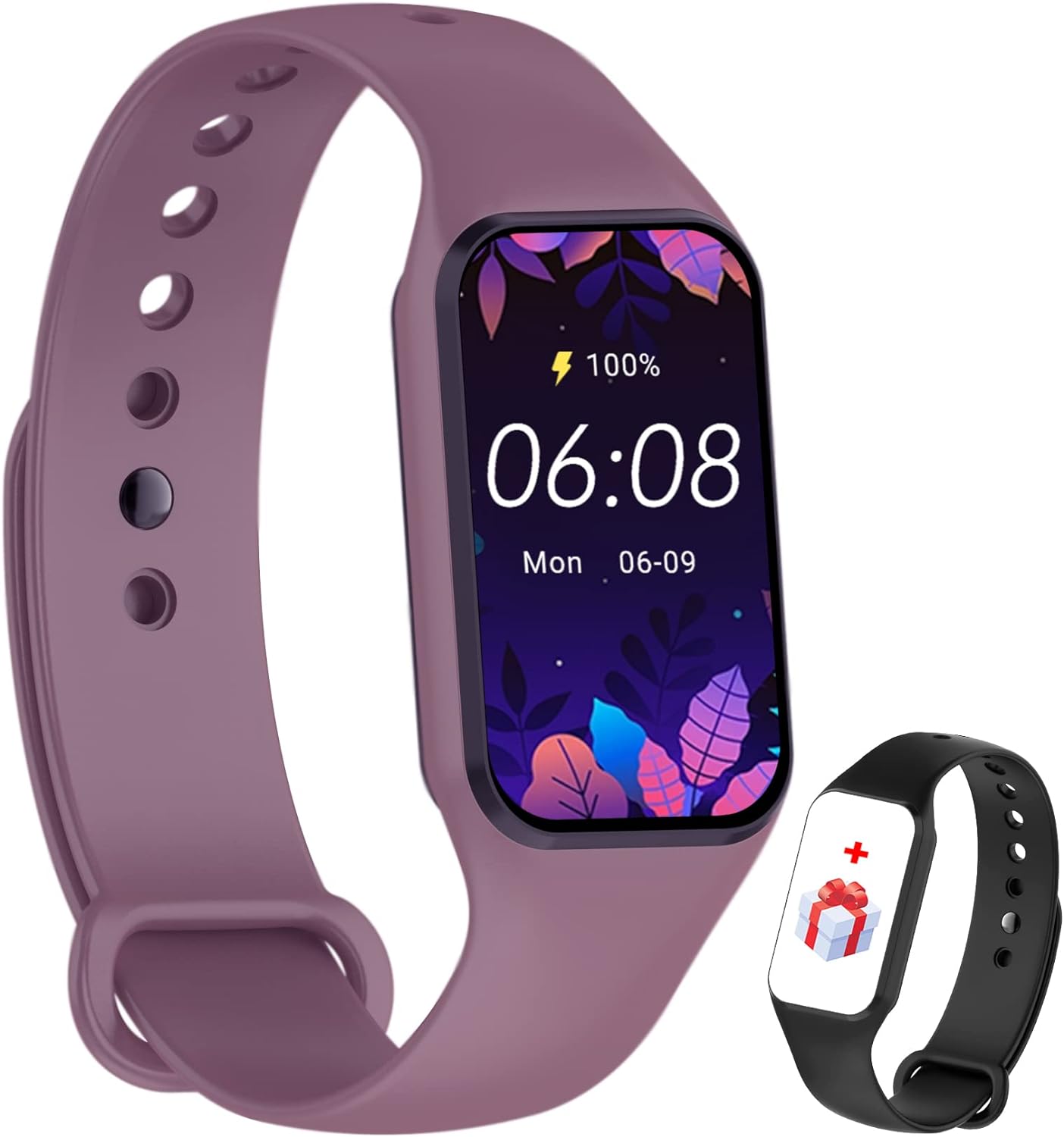 IOWODO Smart Watch Women Men, Fitness Watch with Heart Rate/Blood Oxygen/Sleep Monitor/Custom Dials, 5ATM Waterproof Step Counter Watch with 24 Sport Modes Fitness Tracker for Android iOS - Purple