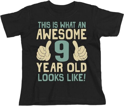 buzz shirts Boys 9th Bday Tee – An Awesome 9YO Looks – Girls Kids Organic