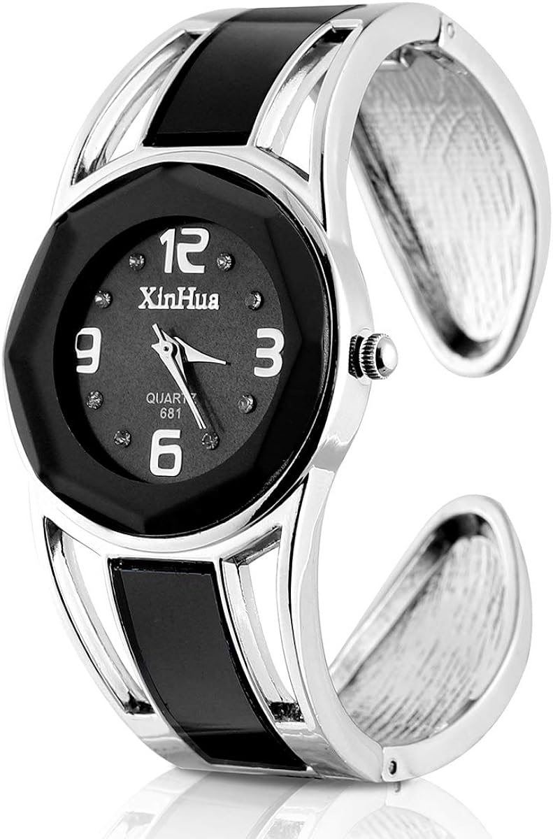 ele ELEOPTION Bracelet Design Quartz Wrist Watches with Rhinestone Blue Dial Stainless Steel Bracelet for Women