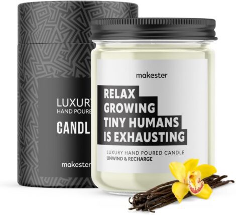 Makester Funny Mum to Be Candle – 220g Soy Wax with Madagascan Vanilla, Jasmine & Sugared Almond