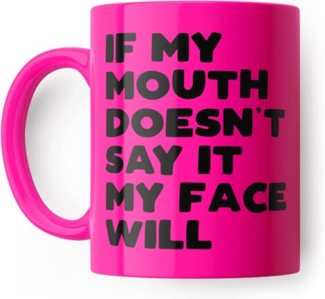 Funny Face Mug (Pink) for Friends, Colleagues, or Partners: Let Your Expression Talk