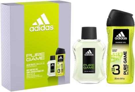 Adidas Pure Game Set: 100ml Eau de Toilette & 250ml Shower Gel, for Him.
