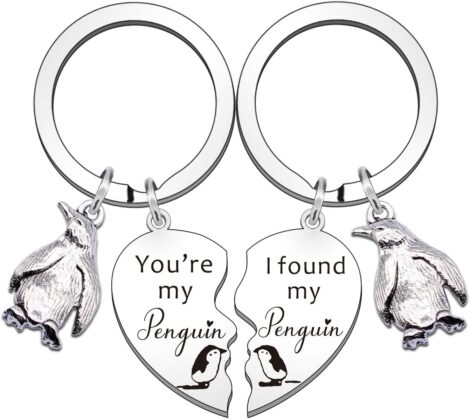 2 Penguin Heart Keyrings – Couples Gift for Valentine’s, Anniversary, Birthday, Christmas – My Penguin