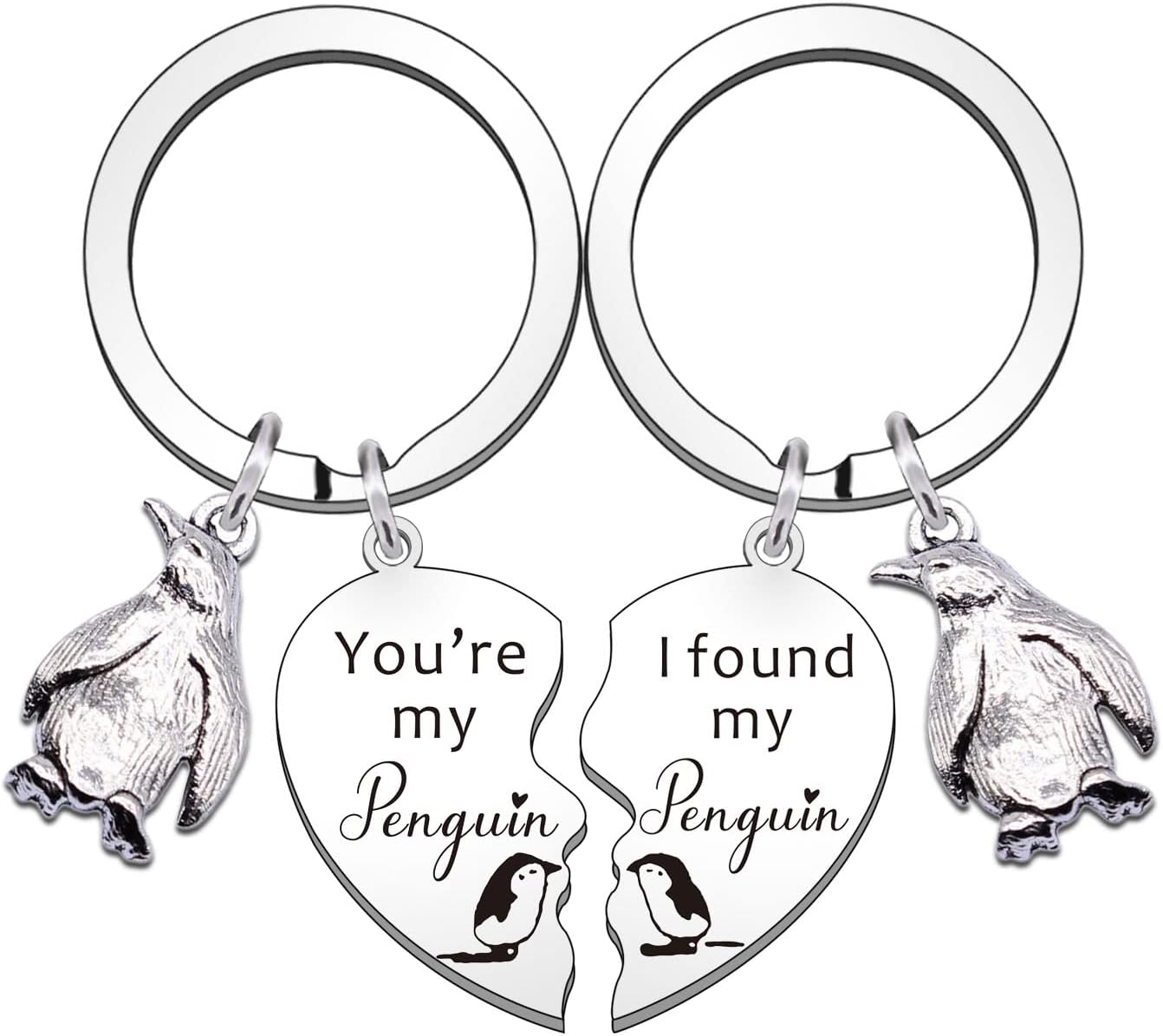 SMARGO 2 PCS Cute Penguin Heart Keyring Gifts for Couples Husband Boyfriend Girlfriend Wife Her Him Valentines Day Anniversary Birthday Christmas You're My Penguin I Found My Penguin