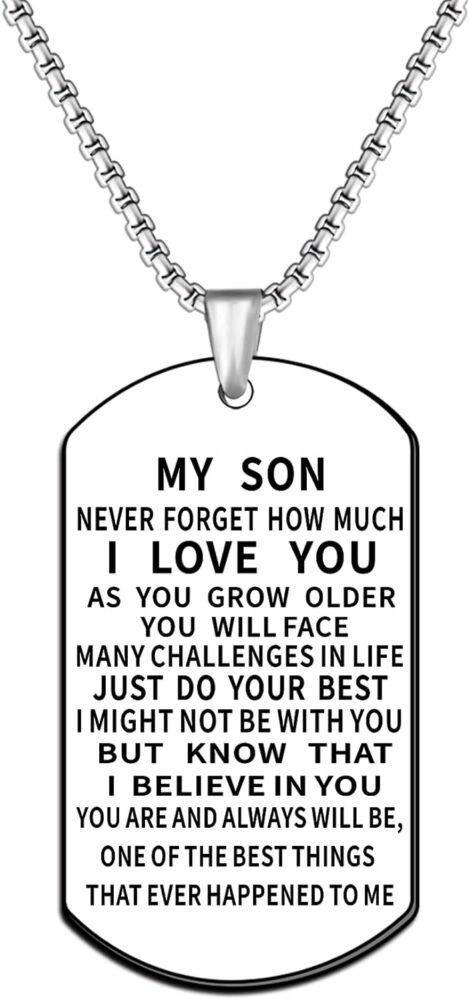 JMIMO Son Necklace: Dad’s Inspirational Gift for Son’s Birthday, Graduation, or Christmas.