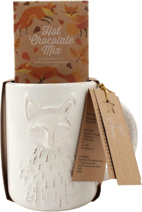 Fox-themed Hot Chocolate Gift Set with Mug, Mix, and Festive Sachets – Perfect for all!