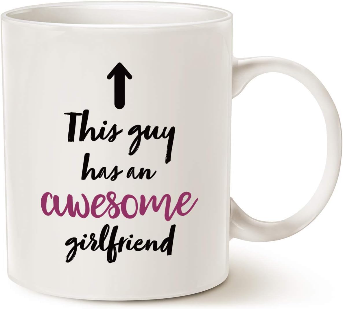 Funny Boyfriend Coffee Mug Christmas Gifts, This Guy Has an Awesome Girlfriend Best Valentines Day Gifts for Boyfriend Men, Unique Present Ideas for Him Cup White, 11 Oz